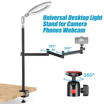 Ulanzi Webcam Standı Esnek Canlı Yayın Kol masaüstü standı Standı Çıkarılabilir Ballhead Video ışığı Webcam Kameralı Telefon