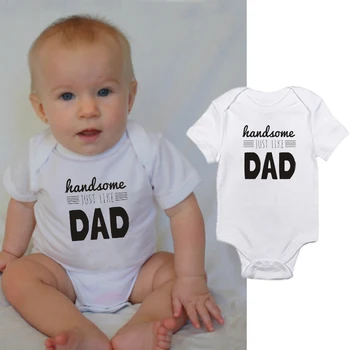 Yenidoğan Bebek Erkek Kız Yakışıklı Gibi Baba Romper Pamuk Kısa Kollu Tulum Giysileri Kıyafetler 0-24M
