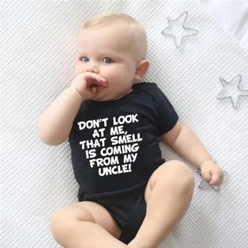 Yaz Bebek Tulum Yenidoğan Bebek Giysileri Bana Bakma Mektup Baskılı Pamuk Tulum Bebek Komik Giyim Erkek Kız Kıyafetler
