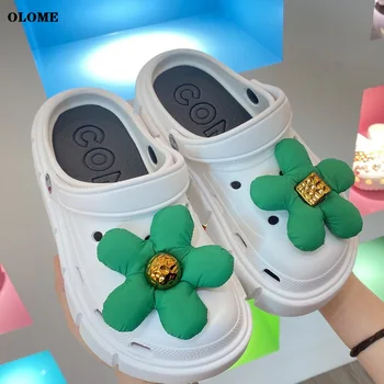 Moda Trendi Ayakkabı Takılar Croc Sevimli Yeşil Çiçek Takılar DIY Zarif Kadın Bahçe Ayakkabı Süslemeleri Güzel Kalite