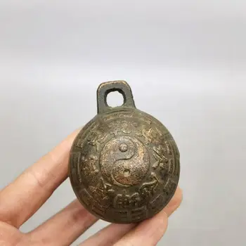 Antik Antik Bells Saf Bakır Küçük çan Savaş atı Aksesuarları Sihirli Tai Chi şeması Süslemeleri