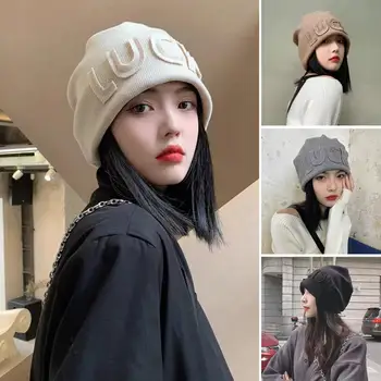 Çekici Örme Şapka Sıkı Dekoratif Aşınmaya Dayanıklı Ultra Kalın Kış Kadın Bere Örme Şapka