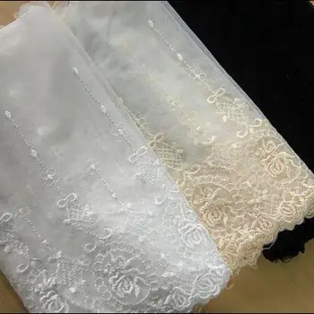 2Yds / lot Genişliği 20cm siyah bej beyaz pamuk örgü dantel dantel nakış dantel el yapımı DIY giyim aksesuarları W547