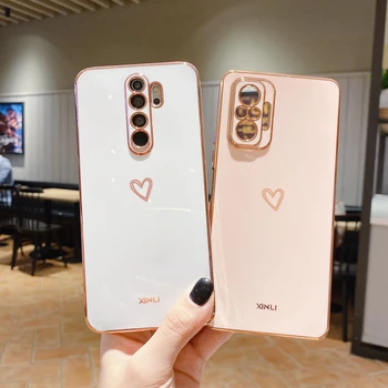 Lüks Sevimli Kare Kaplama Aşk Kalp Silikon xiaomi için telefon kılıfı Redmi Not 7 pro note7 Altın Yumuşak Koruyucu arka kapak