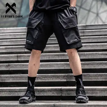 11 BYBB'S KOYU 2021 Koyu Fonksiyonel Kargo Joggers Şort Erkekler Streetwear Mektup Baskı Kısa Elastik Bel Naylon Baggy Şort Pantolon