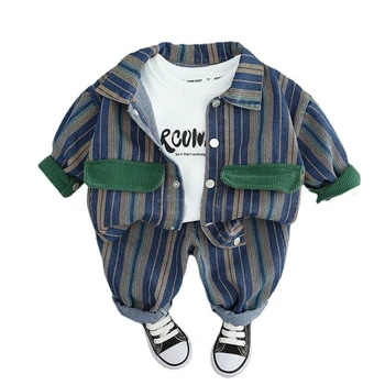 Yeni Bahar Sonbahar Bebek Giysileri Erkek Takım Elbise Çocuk Kız Ceket T-shirt Pantolon 3 adet / takım Toddler Rahat Kostüm Çocuklar Eşofman