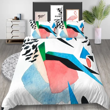 Milsleep 3D nevresim takımı Renkli Baskı Yorgan yatak örtüsü seti Kral Modern Ev yatak takımı Yastık Kılıfı Her Mevsim İçin