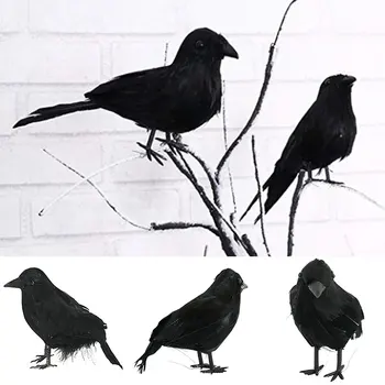 1 adet Cadılar Bayramı Siyah Yapay Karga Modeli Cadılar Bayramı Simülasyon Sahte Kuş Hayvan Korkunç Oyuncaklar Parti Ev Dekorasyon Korku Prop