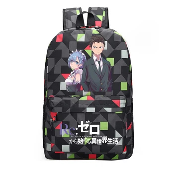 Anime Re: Hayat Gelen Farklı Bir Dünya Sıfır Unisex Sırt Çantası Tuval Packsack Mochila Teenger Schoolbag Öğrenci Seyahat Laptop Çantası