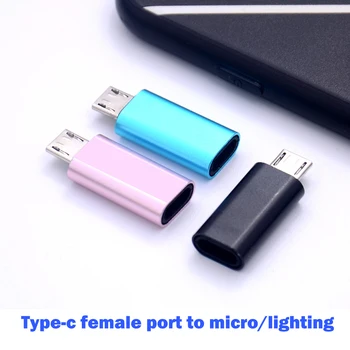 1 Adet Tip C Erkek Konnektör Naar Mikro USB / aydınlatma Dönüştürücü Veri Adaptörü Süper Hızlı Şarj ve Transfer