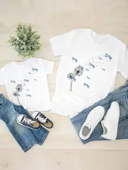 Kadın Yusufçuk Yeni Güzel Aşk Çocuk Çocuk Giyim Erkek Kız Yaz Aile Eşleştirme Kıyafetler Anne Anne Anne Tee T-shirt Elbise