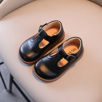 Ilkbahar Sonbahar Yeni Stil Bebek Kız Deri rahat ayakkabı Çocuk Moda Yumuşak Alt İngiliz Küçük deri ayakkabı Açık Ayakkabı