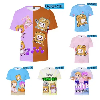 Lankybox 3D Baskılar Çocuk T-Shirt Moda Yaz Erkek Kız Kısa Kollu Gömlek Sıcak Satış Çocuklar Rahat Streetwear Giyim