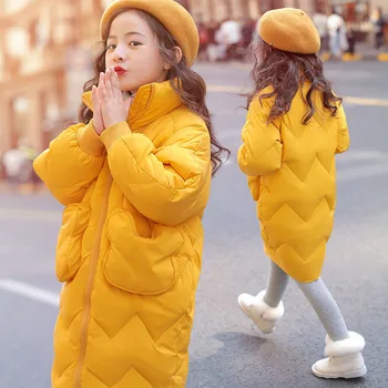 Kızlar Kış pamuk yastıklı mont çocuk moda uzun kalın sıcak ceketler çocuklar Parkas