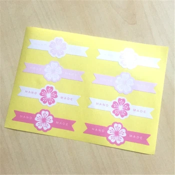 el yapımı sakura Çiçek Etiket Hediye Pişirme şişe çantası Ambalaj Ambalaj Çerez Kek Kutusu kağıt Sızdırmazlık etiket hediye çantası