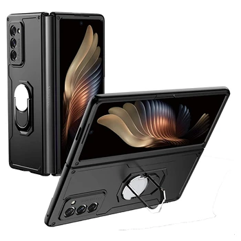 Samsung Galaxy Z Fold2 5G Durumda Halka Tutucu Kickstand Telefon Kapak için galaxy z kat 3 Darbeye Dayanıklı cep telefonu kılıfı