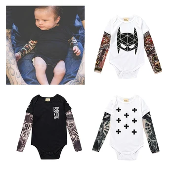 2020 Yeni Tip Yenidoğan bebek tulumu Uzun Kollu Dövmeler Desen Çocuk Giysileri Romper Tulumlar Bebek Erkek Kız Çocuklar İçin