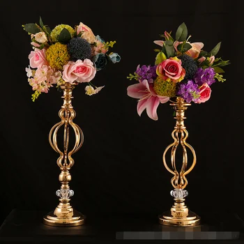 Altın mumluklar Metal Şamdan Çiçek Vazo Masa Centerpiece Olay çiçek rafı Yol Kurşun Düğün Dekorasyon