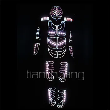 Programlanabilir DMX led ışıklı kostümleri tron dans robot erkek takım elbise RGB renkli kıyafet tam renkli elbise giydirin maske disko giyer bar