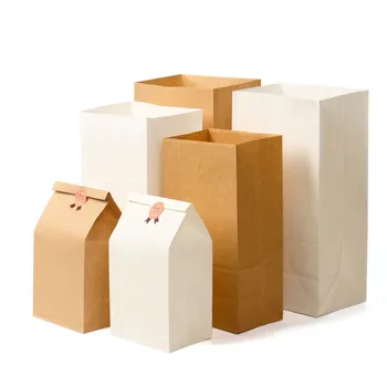 10/20 adet Kahverengi Kraft Kağıt torba hediye keseleri ambalaj Bisküvi Gıda ekmek Çerez Fındık Aperatif Pişirme Paketi Tasfiye Çevre Dostu Bag66