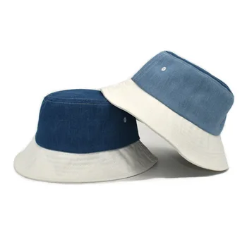 Yeni Tasarımcı Moda Unisex Eşleşen Renk Denim Kovboy Kova Şapka Disket Yaz Açık Güneşlik Balıkçı Kapaklar