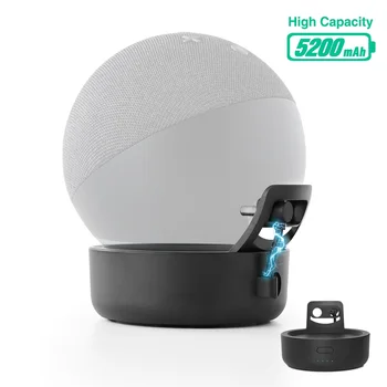 GGMM Echo Dot 4th Pil Tabanı 5200mAh Güç Bankası Yerleştirme İstasyonu Amazon Echo Dot 4 Taşınabilir Şarj Edilebilir Taban Standı