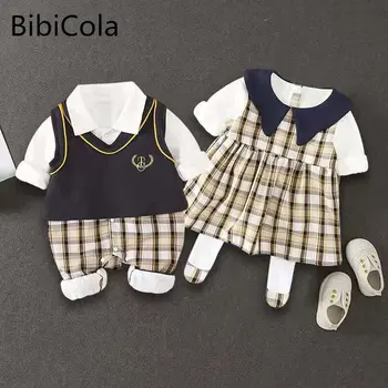 Bebek Çocuk Erkek Bebek Moda Giyim Seti Yeni Eşleşen Giyim Küçük Kardeş Romper + yelek Kardeş ress + pantolon Kıyafetler Set 0-2 Yıl