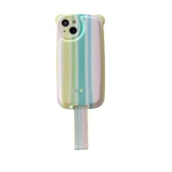 Yaratıcı Gökkuşağı Sevimli Ayı Kulak Popsicle Telefon Kılıfı iPhone 11 12 13 Pro X XR XS Max Darbeye Dayanıklı Durumda iPhone 13 Kılıfları
