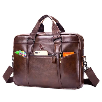 Erkek Çanta Hakiki Deri erkek Evrak Çantası 14 İnç laptop çantası İş Combo Belgeler için A4 Rahat omuzdan askili çanta Messenger