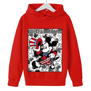 2023 Mickey Mouse ve Minnie Mouse Çocuk Çocuk Hoodies Sonbahar Kış Moda Erkek Tişörtü Kız Erkek Giysileri 1-14Years