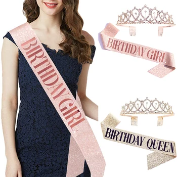 Gümüş Doğum Günü Kraliçe Doğum Günü Kız Kristal Glitter Taç ile Lady Kanat Yıldönümü Parti Prenses Tiara Dekor Görgü Kemer