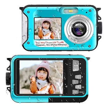 Dijital kamera Sualtı Kameralar Full HD 2.7 K 48MP Video Kaydedici Kamera Selfie Çift Ekranlar 10FT 16X Dijital Zoom