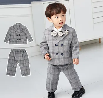 Yüksek Kaliteli Küçük Çocuk resmi kıyafet / Erkek Performans Takım Elbise / Beyefendi Bebek Erkek 2 parça Takım Elbise Seti 3296
