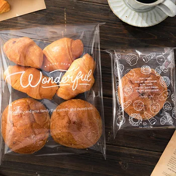 100/500 adet Hediye Paketleme Çantası Plastik Bisküvi Ambalaj Ekmek Pişirme Malzemeleri Mektup Şeker Kurabiye Paketi Parti düğün dekor