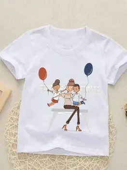 anne mutlu zaman sevimli Baskılı Tees Tops Erkek Kız Karikatür Çocuk Kısa kollu Elbise Yaz o-boyun Çocuklar Kıyafetler T-shirt