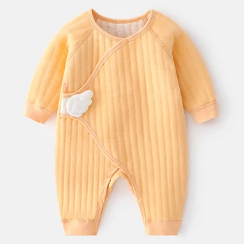 2023 Sonbahar Kış Kore Bebek Giysileri Rahat Sıcak Katı Uzun Kollu Tulum Bebek Erkek Kız Tulum Yenidoğan Giyim BC2335