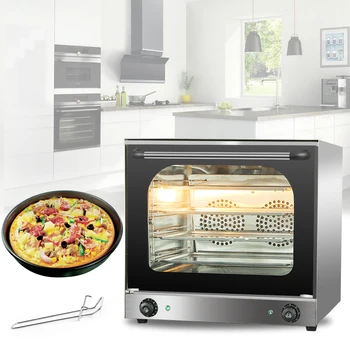 220V Ticari 60L 4 Tepsiler Elektrikli Pişirme Konveksiyonlu Fırın Paslanmaz Çelik Çok fonksiyonlu Ekmek Pişirme Kek pizza fırını