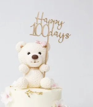 Mutlu 100 gün kek topper, bebek 100 günlük ziyafet parti 100 günlük hatıra kek ekleme, tatlı dekorasyon çekim sahne