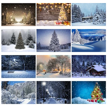 100*150 cm/150 * 225 cm Dokunmamış Kış Noel Mum Ağacı Festivali Rüya Noel Arka Planında Noel Kar Arka Plan