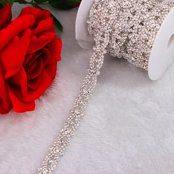 10 Metre Basit Rhinestone Trim Altın Gümüş Gül Kristal Zincir düğün elbisesi Kek Dekorasyon
