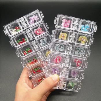 24 Adet / kutu Kawaii Aksesuarları Reçine Nail Art Charms 3D Sevimli Çiçek / Kiraz / Kalp / ponponlar Tırnak Sanat Süslemeleri DIY Manikür Kaynağı