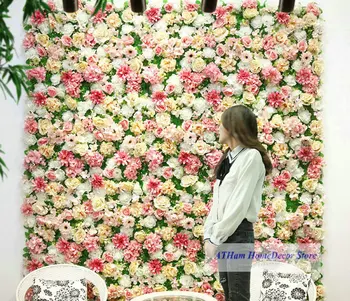 Şampanya Gül Açık Pembe Dahlia Duvar 3D Çiçek Düğün Arka Plan Parti Ev Dekorasyon Arka Plan Çiçek Duvar