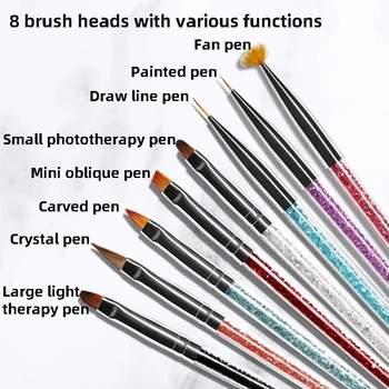 1 adet Çok Fonksiyonlu Tırnak Çizim Fırça Seti Kalem Profesyonel tırnak fırçası UV Jel Fırça Şerit Çiçek Fototerapi Parlatma Tırnak Aracı