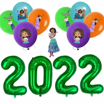 25 adet / takım Disney Encanto Balon 2022 Sıcak Film Mirabel Aile Karikatür Desen Numarası Balon çocuk Doğum Günü Partisi Dekorasyon
