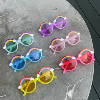 Çocuklar Pembe Gökkuşağı Gözlük Kız Doğum Günü Partisi Hediyeler Iyilik Çocuk Eyesglasses Oyuncaklar Karnaval Elbise Aksesuarları