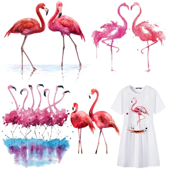 Flamingo Yama Eriyebilir Demir-on Transferler için Giyim Thermoadhesive Yamalar Dıy Termal Çıkartmalar Giysi Aplike elbise için