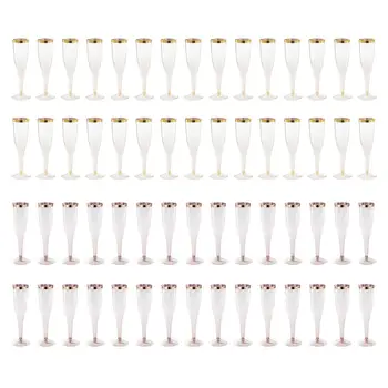 30 Adet Bardak Fantezi Şık Glitter Klasik Tesisat şampanya flüt kadehler Tek Kullanımlık Plastik Şeffaf Yıldönümleri için Parti Malzemeleri