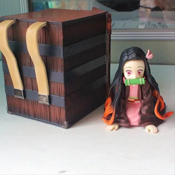 Kawaii İblis avcısı Nezuko Figürü Kutusu Sanat Mini Sevimli Kimetsu Hiçbir Yaiba Heykelcik Güzel Model Bebekler Oyuncak