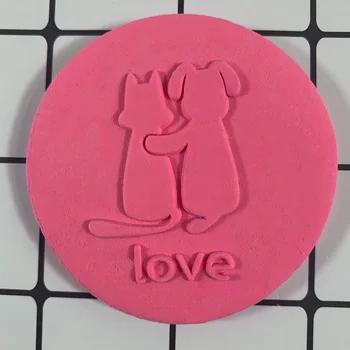Kedi ve Köpek Aşk kurabiye damgası kalıp düğün Stereoskopik desen Deluxe Damga Pullar Stamper Güzel Kek Kalıpları