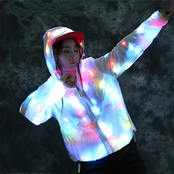 LZ48 Renkli ışık kadın ceket balo salonu dans led kostüm balo kıyafet şarkıcı performans giyer bodysuit dj kıyafet elbise giydirin
